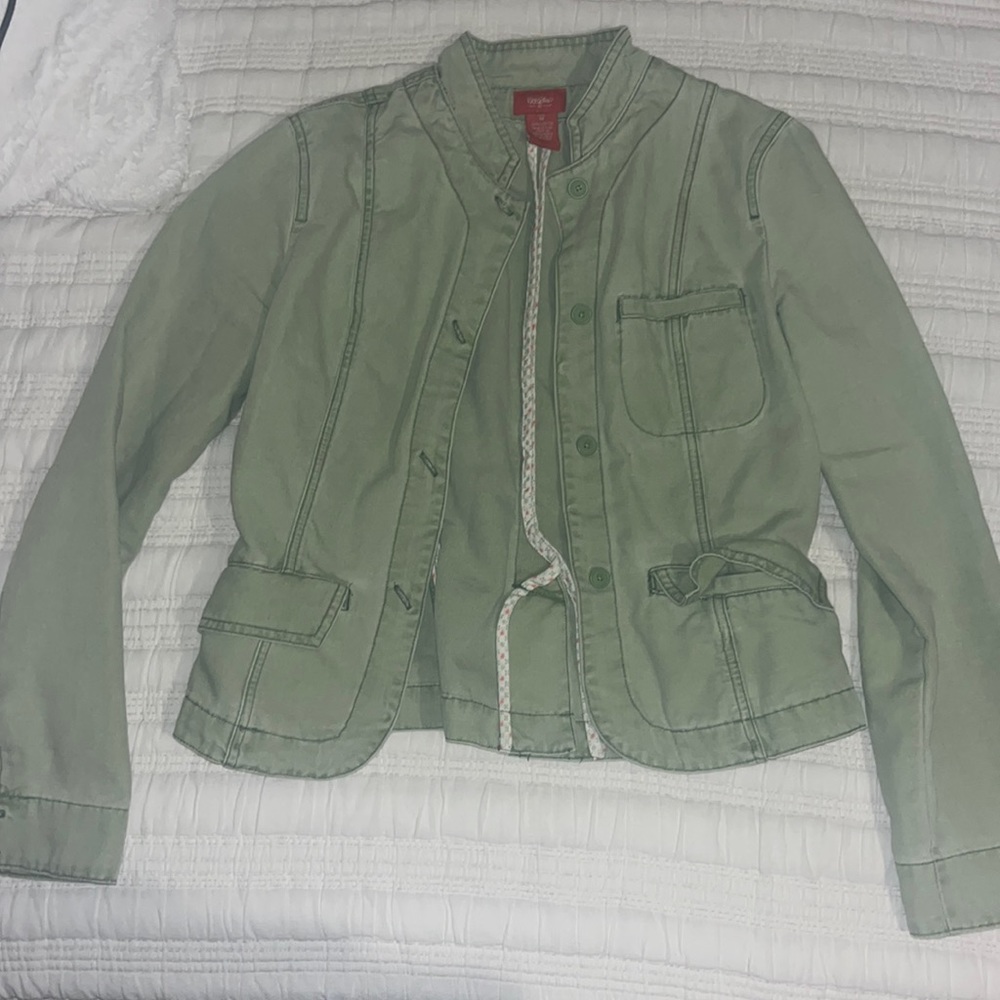 light green button up jacket